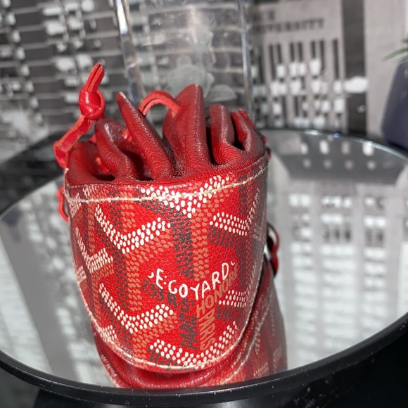 Authentic GOYARD Herringbone Leather Mini Drawstring Pouch Bag Bordeaux - Picture 16 of 17